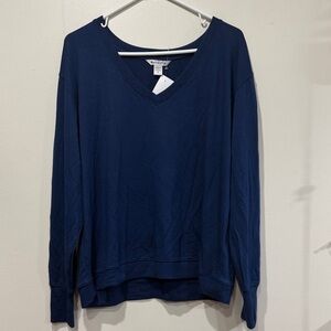 Athleta Navy V-Neck Sweatshirt